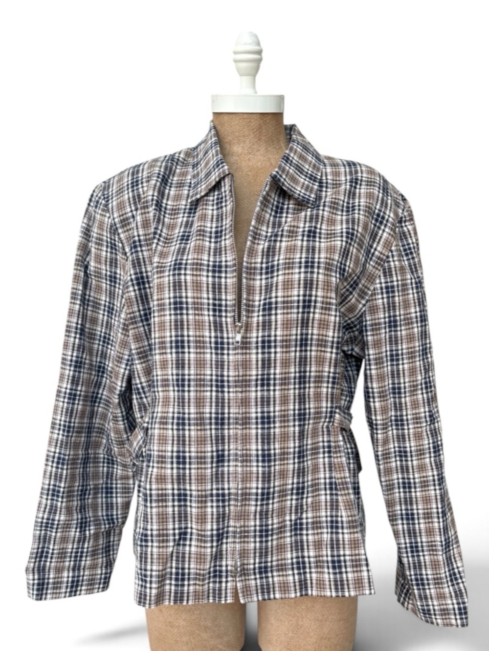 Vintage David Paul New York Plaid Linen Cotton Jacket Large Made USA
